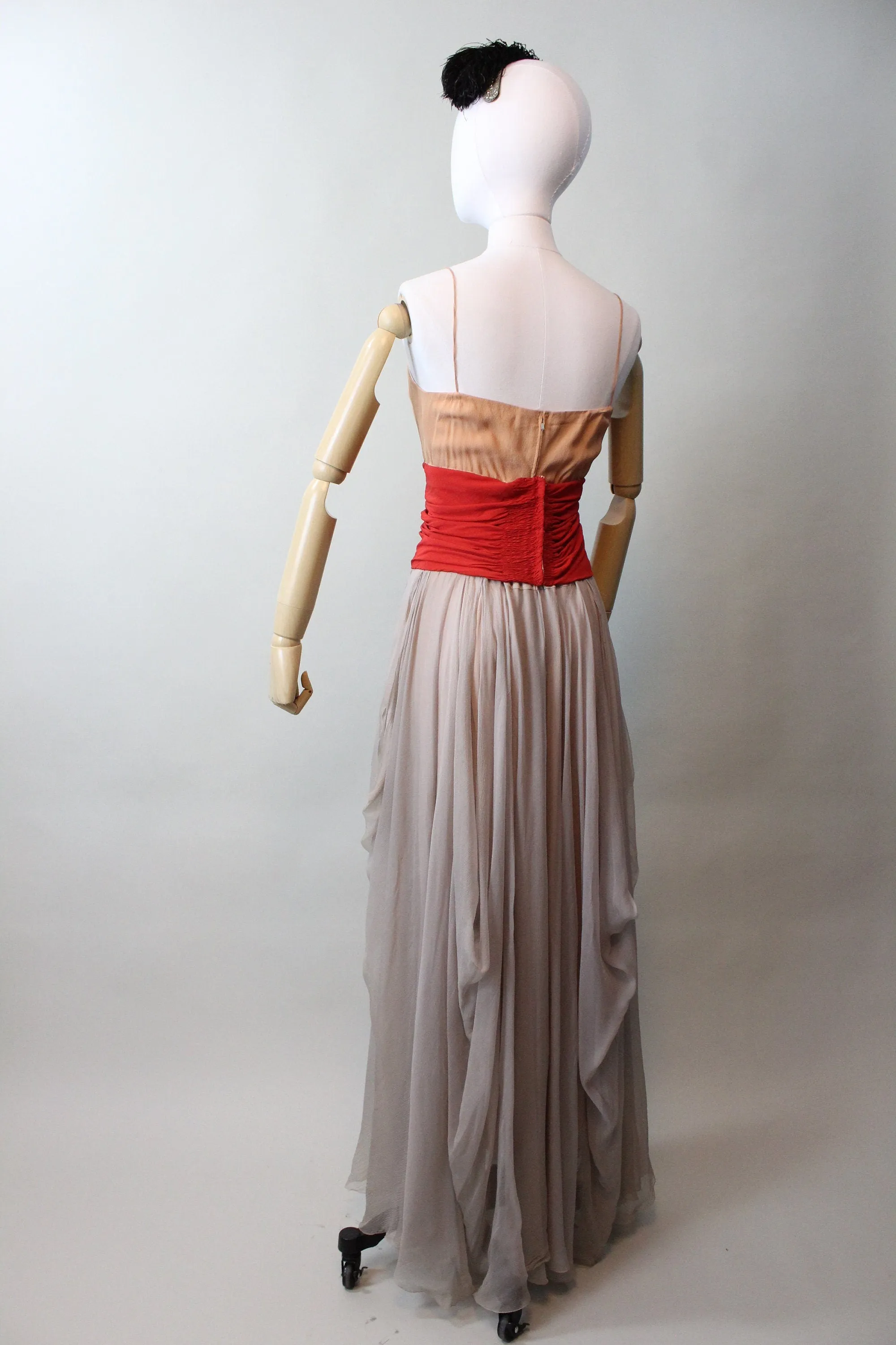 1940s HOWARD GREER chiffon draped gown dress xs | new fall