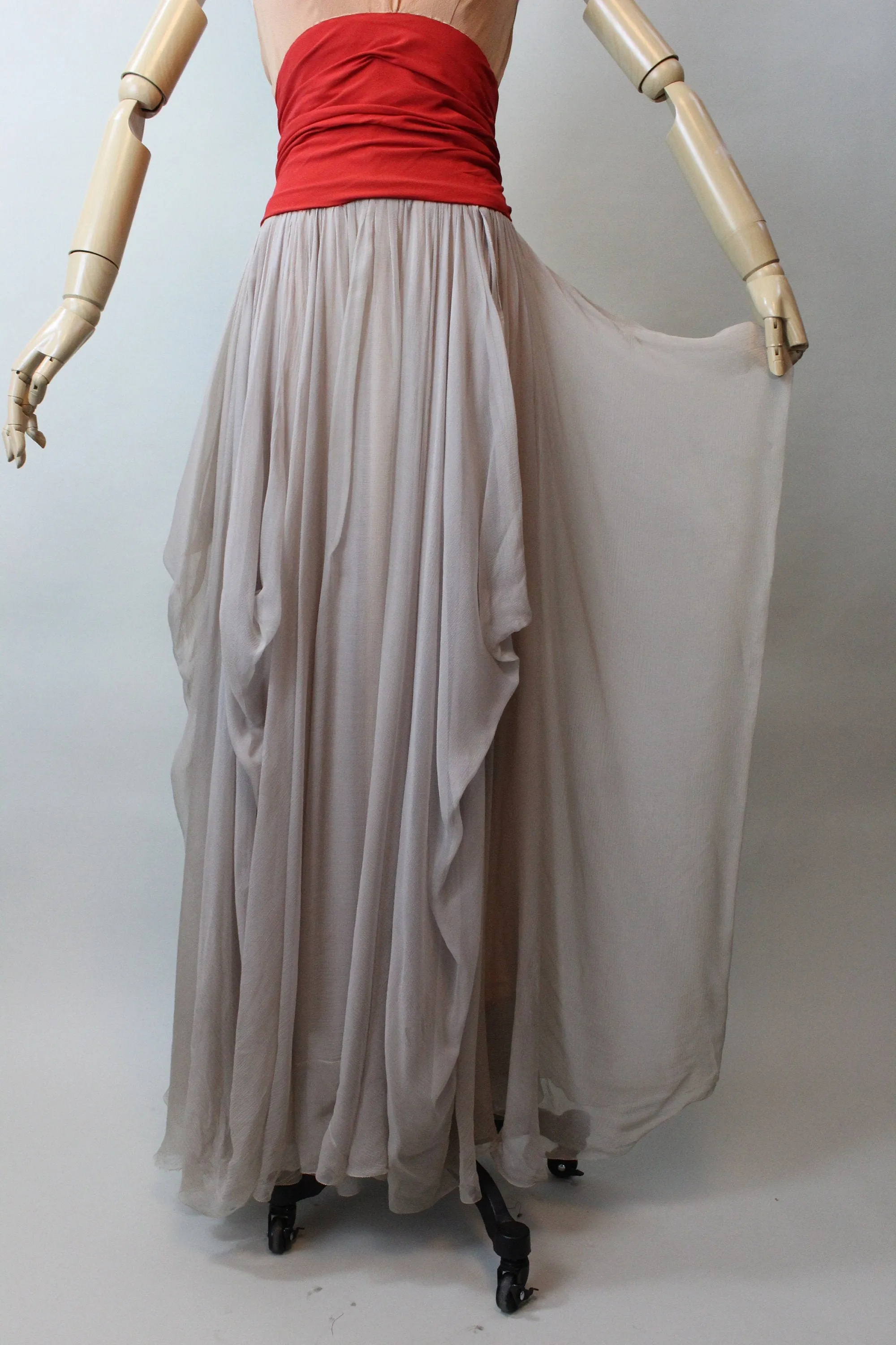 1940s HOWARD GREER chiffon draped gown dress xs | new fall