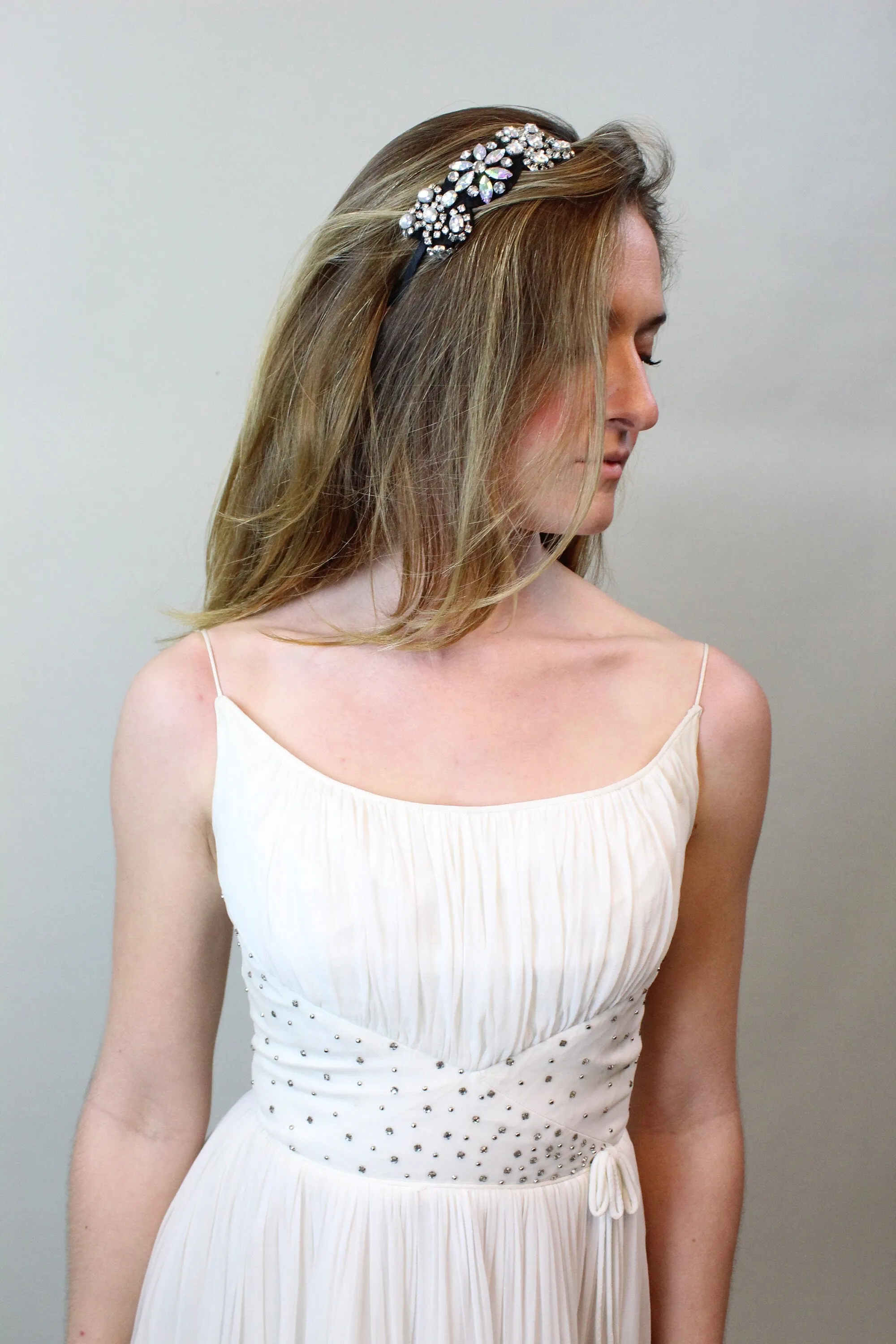 1950s 1960s RHINESTONE chiffon dress xxs | new spring summer