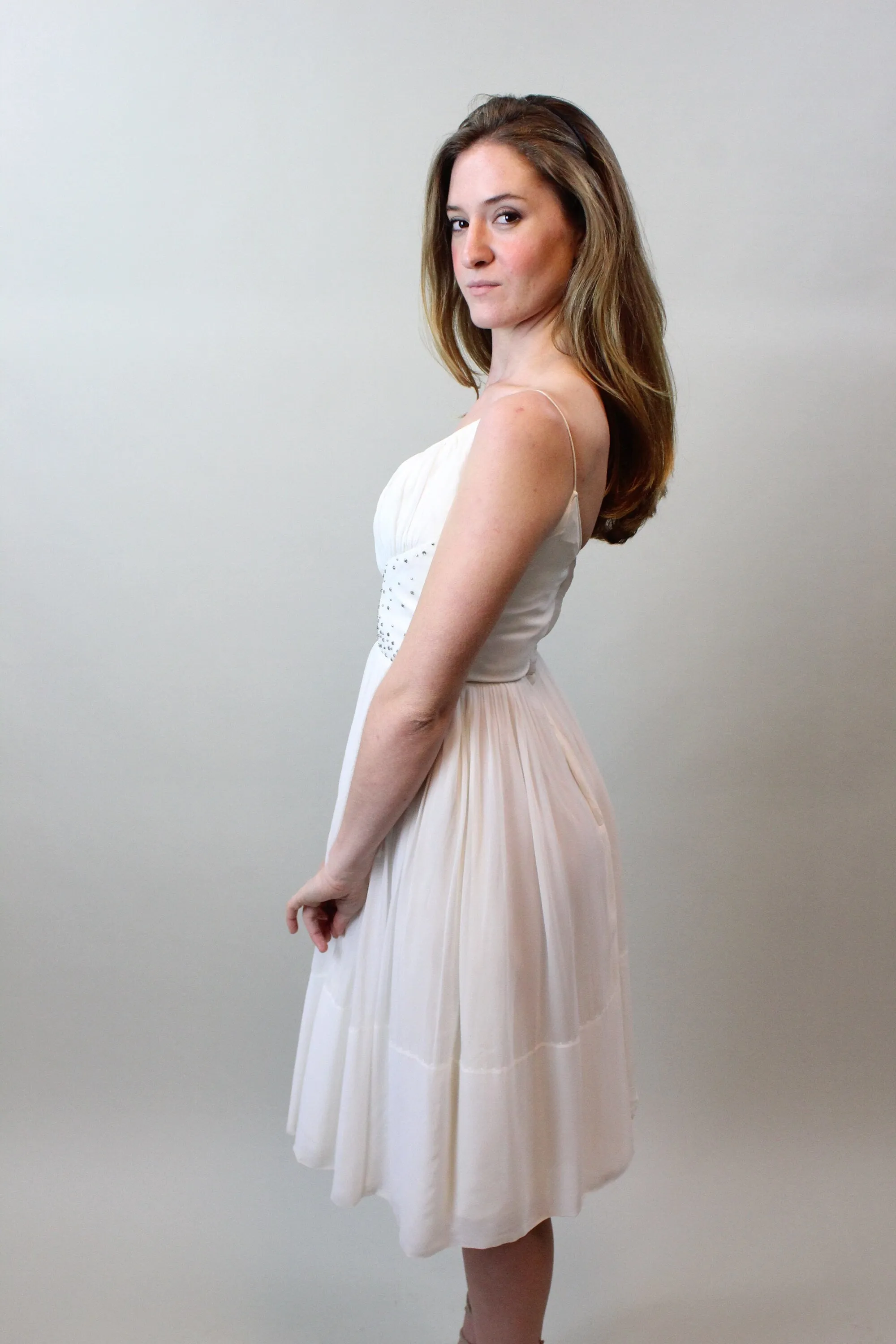 1950s 1960s RHINESTONE chiffon dress xxs | new spring summer