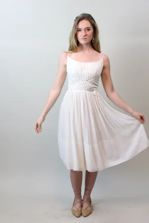 1950s 1960s RHINESTONE chiffon dress xxs | new spring summer