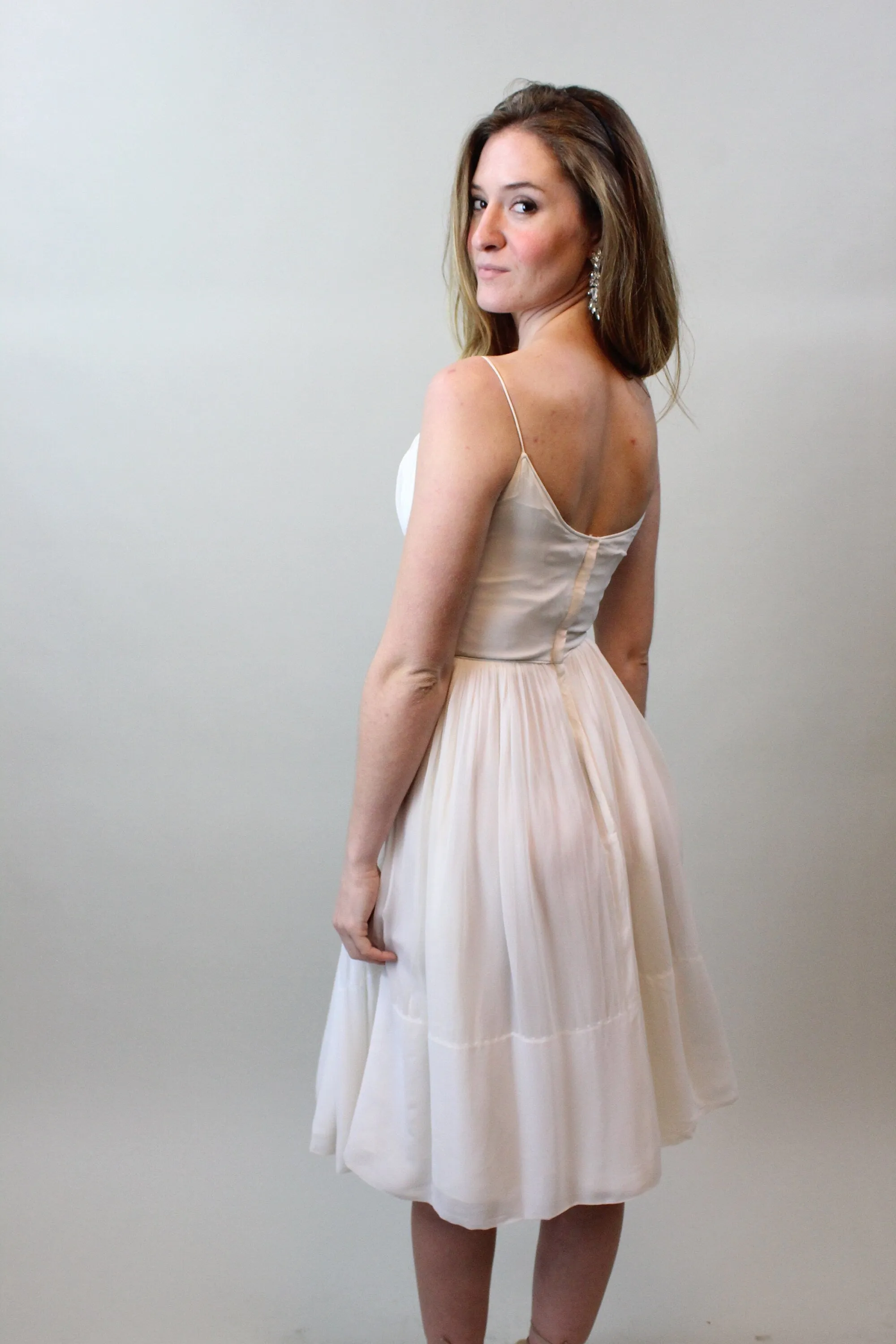1950s 1960s RHINESTONE chiffon dress xxs | new spring summer