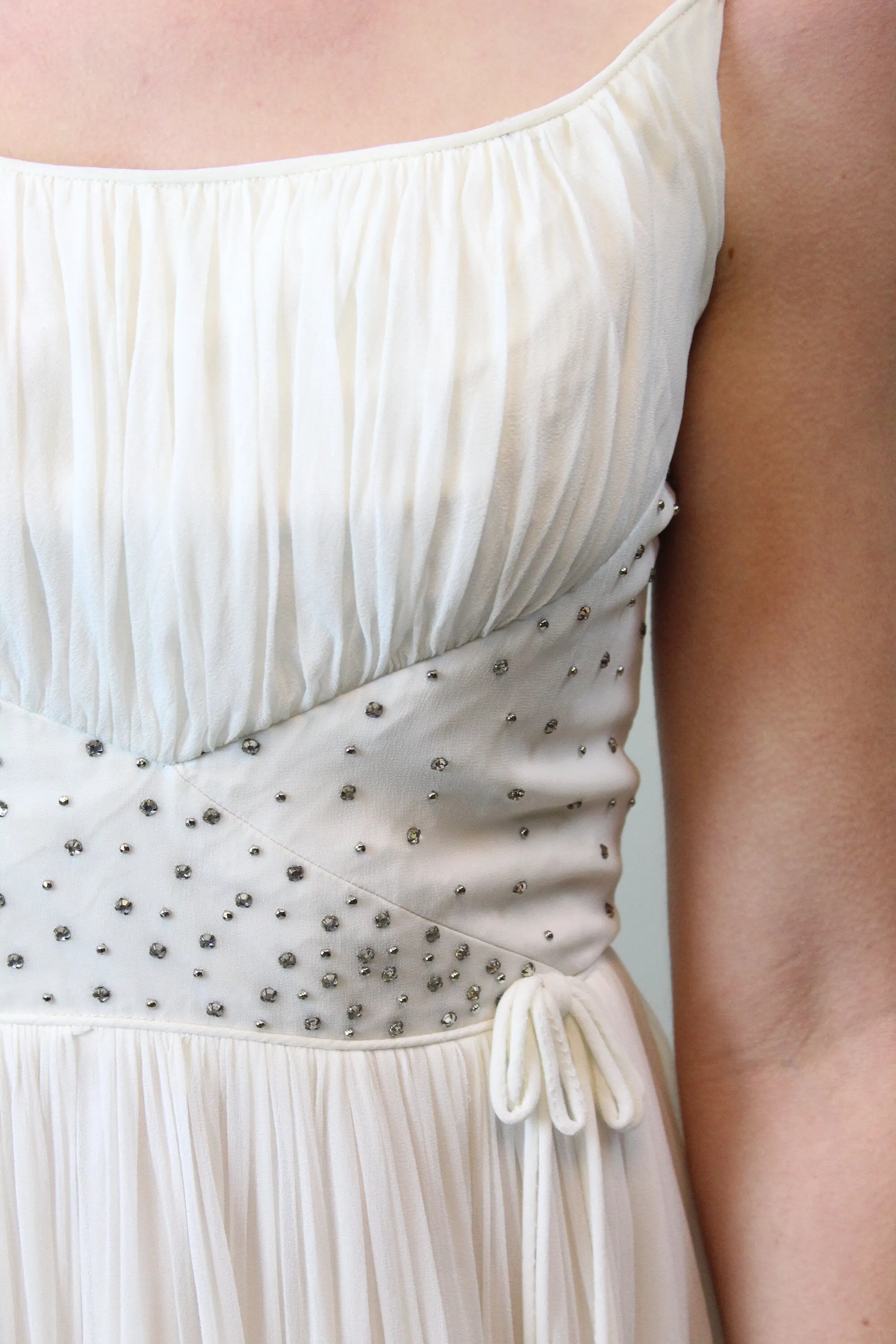 1950s 1960s RHINESTONE chiffon dress xxs | new spring summer