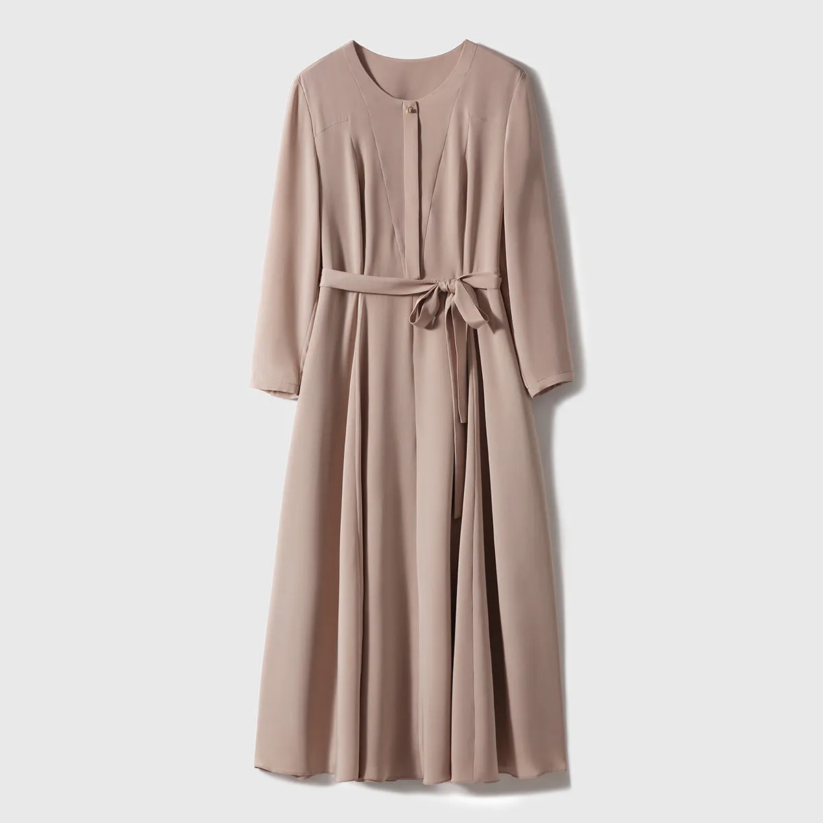 2025 Elastic satin heavy crepe mulberry silk long skirt, high-end light luxury silk dress, women's clothing summer high-end long sleeves