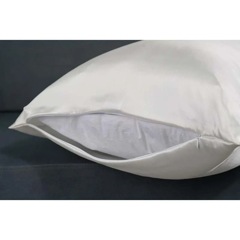 30 Momme silk pillowcase - queen - hidden zip - white
