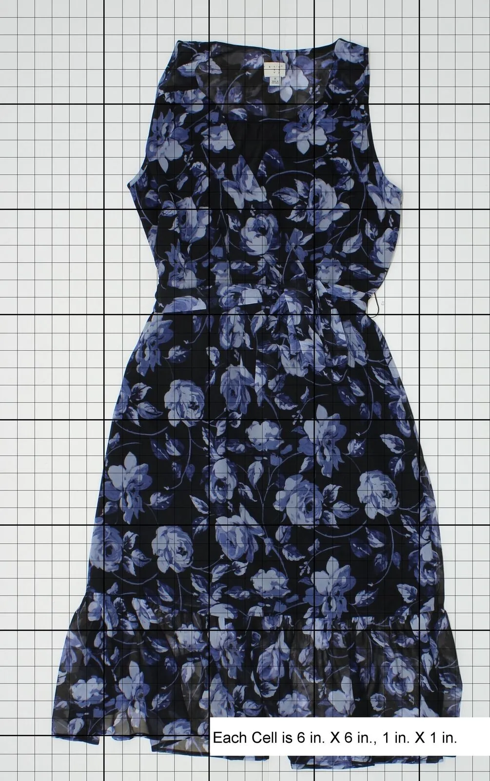 A New Day Women's Floral Chiffon Midi Dress Blue Small