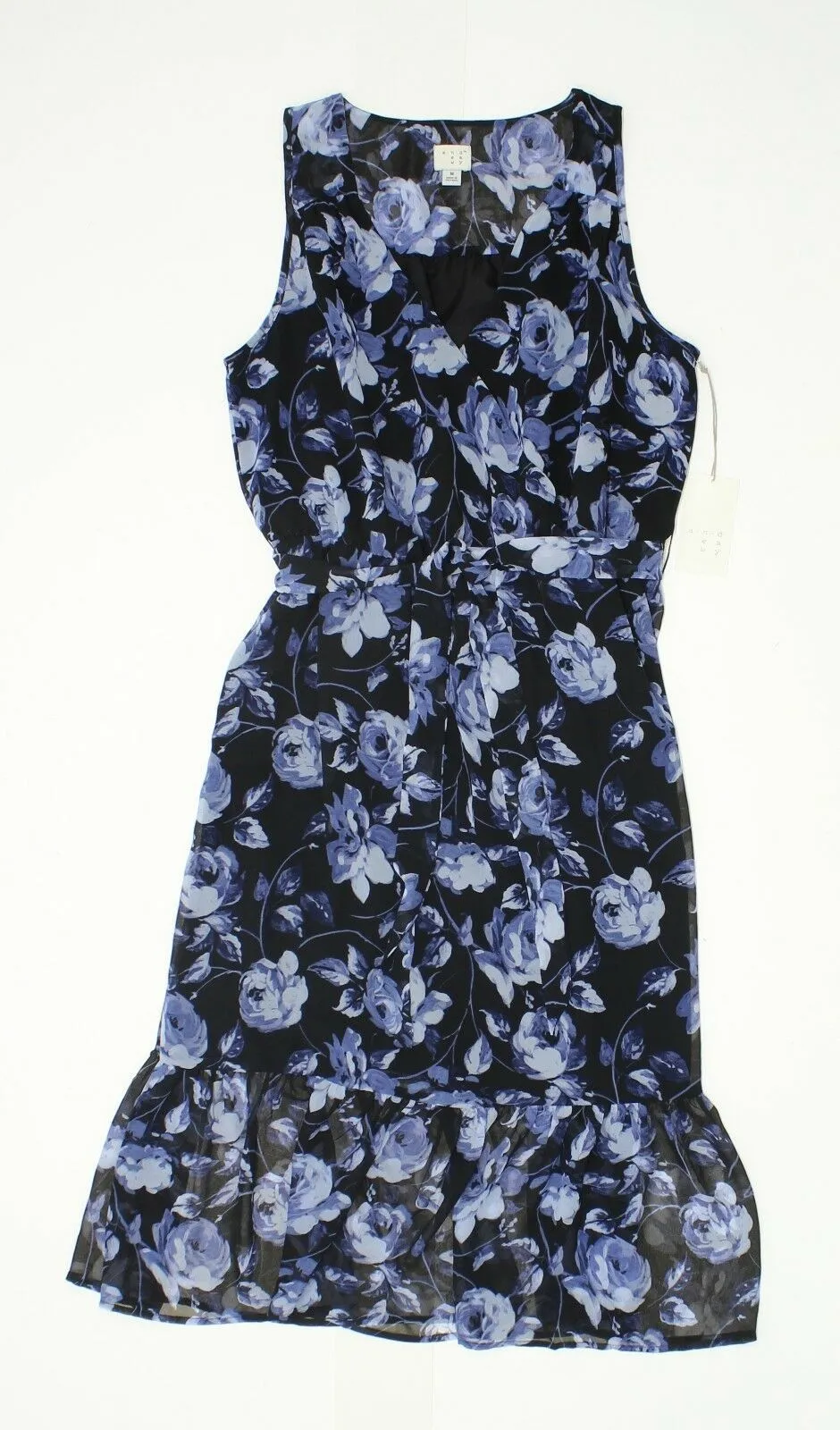 A New Day Women's Floral Chiffon Midi Dress Navy Medium
