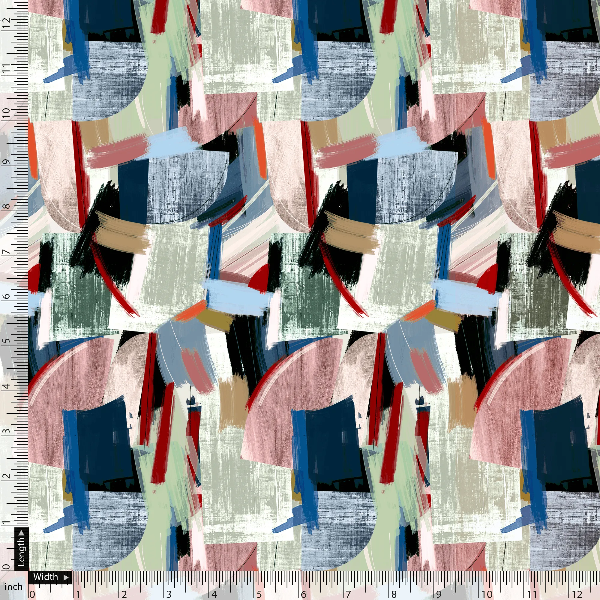 Abstract Multicolour Art Shape Digital Printed Fabric