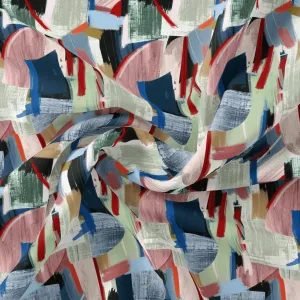 Abstract Multicolour Art Shape Digital Printed Fabric
