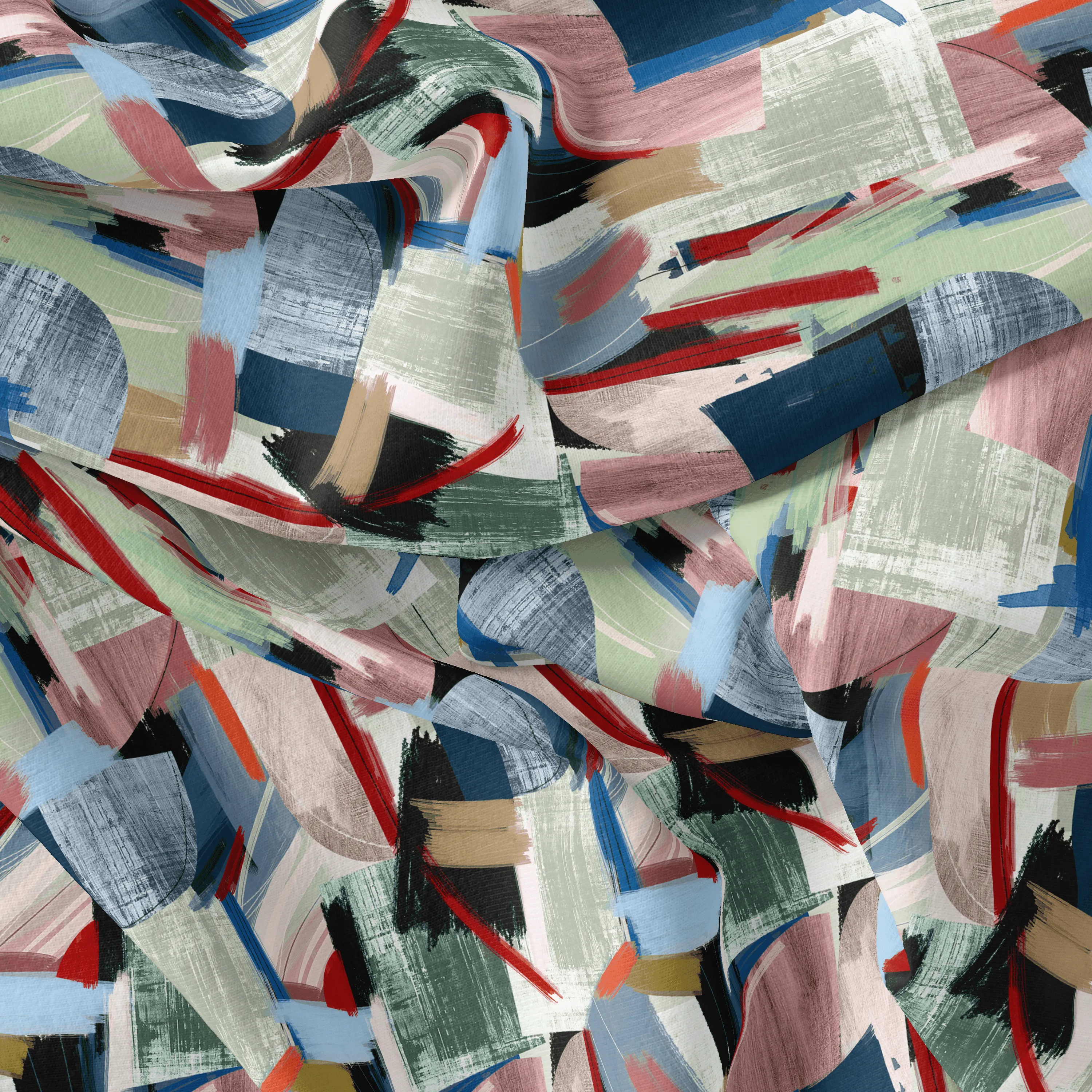 Abstract Multicolour Art Shape Digital Printed Fabric