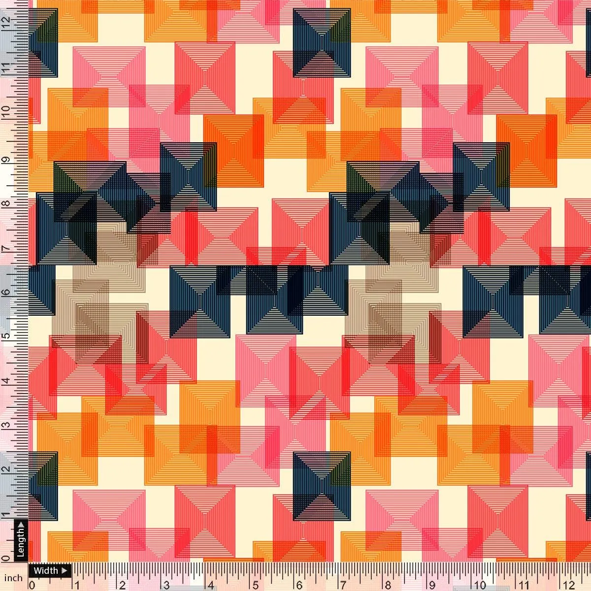 Abstract Squares Digital Printed Fabric