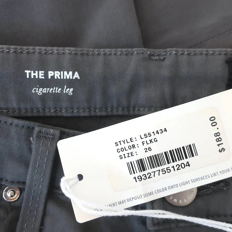 AG Prima Cigarette Leg Jeans Gray Stretch Cotton Size 26 NEW