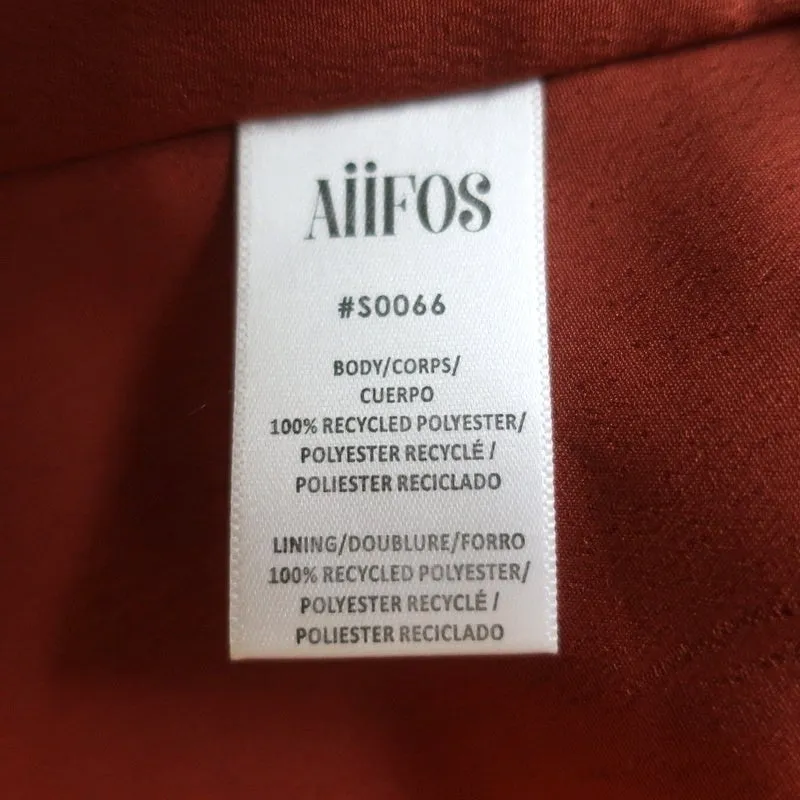 AIIFOS Chain Strap Mini Dress Emily Orange Pleated Chiffon Size 0 NEW