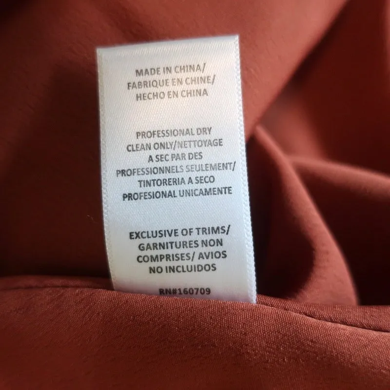 AIIFOS Chain Strap Mini Dress Emily Orange Pleated Chiffon Size 0 NEW