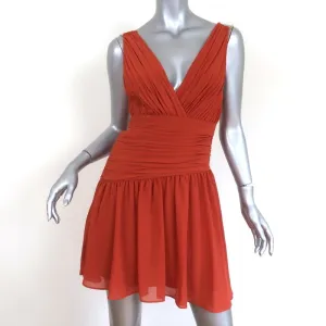 AIIFOS Chain Strap Mini Dress Emily Orange Pleated Chiffon Size 0 NEW