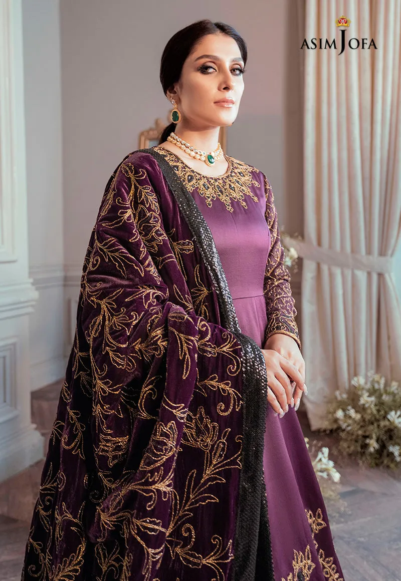 AJAM-06 | The Ayeza Edit by Asim Jofa Makhmal Royal Velvet Winter Collection 2022 | Unstitched Embroidered Velvet Suits