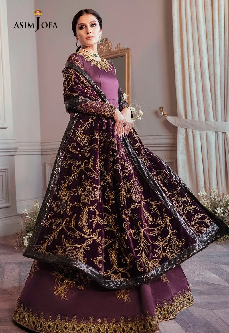 AJAM-06 | The Ayeza Edit by Asim Jofa Makhmal Royal Velvet Winter Collection 2022 | Unstitched Embroidered Velvet Suits