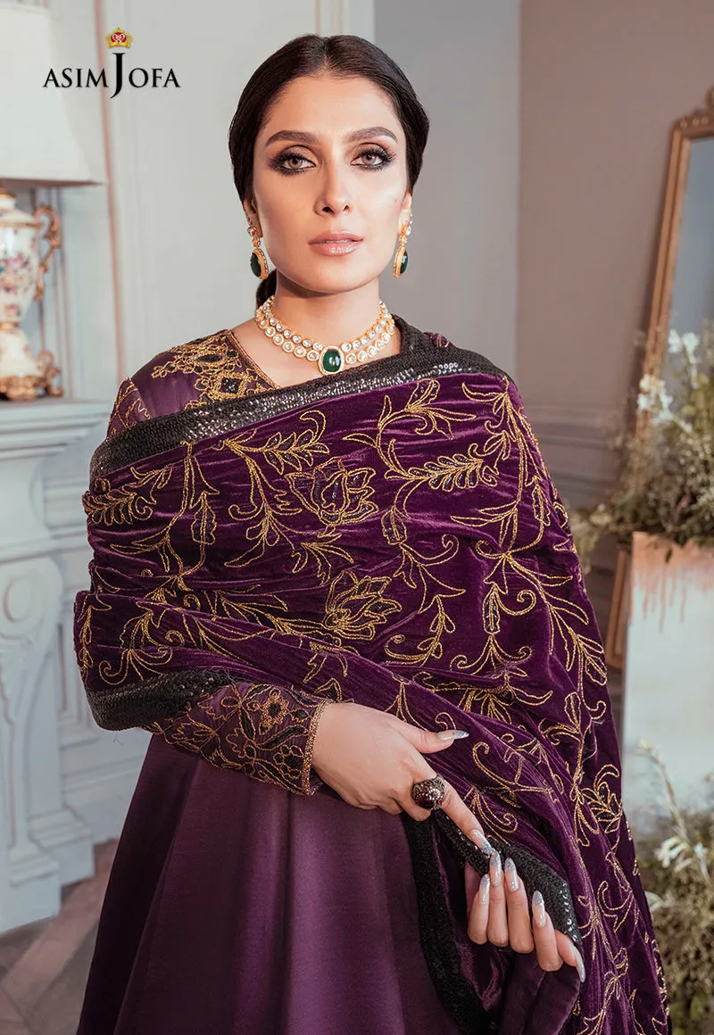 AJAM-06 | The Ayeza Edit by Asim Jofa Makhmal Royal Velvet Winter Collection 2022 | Unstitched Embroidered Velvet Suits