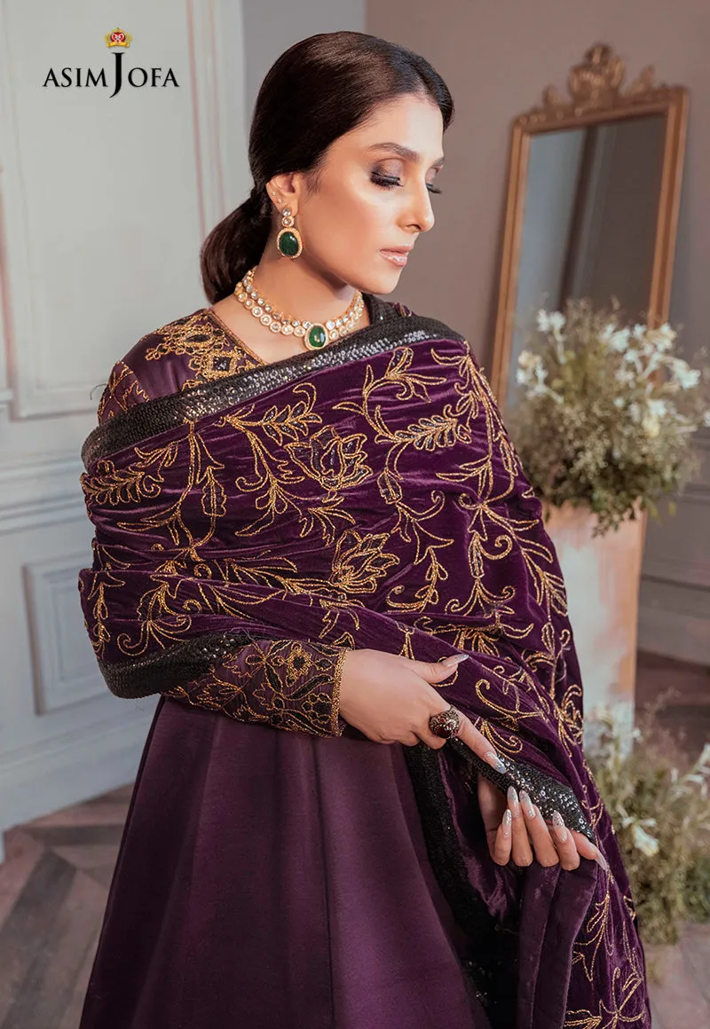 AJAM-06 | The Ayeza Edit by Asim Jofa Makhmal Royal Velvet Winter Collection 2022 | Unstitched Embroidered Velvet Suits