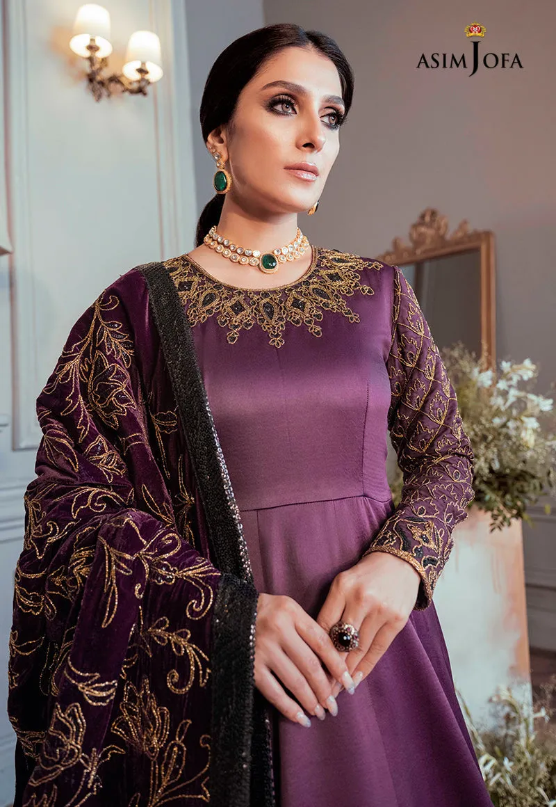AJAM-06 | The Ayeza Edit by Asim Jofa Makhmal Royal Velvet Winter Collection 2022 | Unstitched Embroidered Velvet Suits