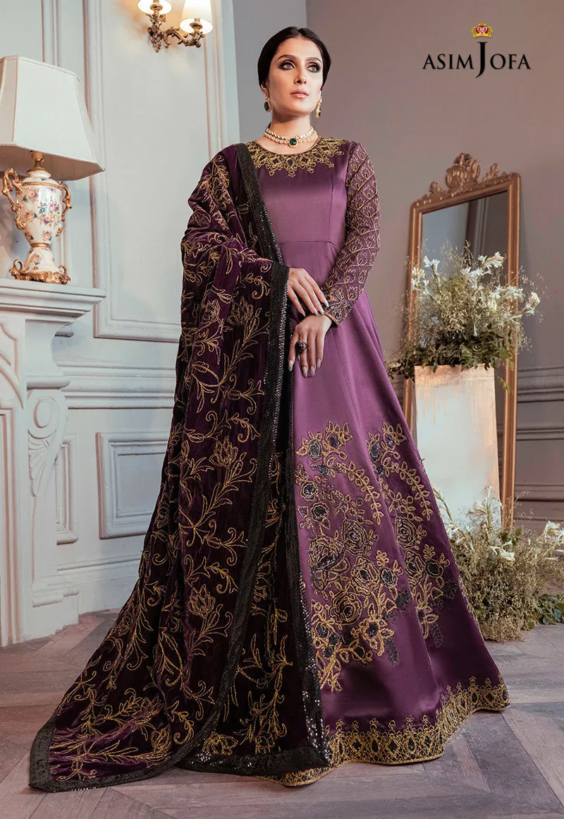 AJAM-06 | The Ayeza Edit by Asim Jofa Makhmal Royal Velvet Winter Collection 2022 | Unstitched Embroidered Velvet Suits