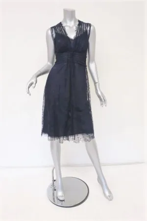Alberta Ferretti Dress Dark Purple Lace Overlay Sleeveless Size 40 US 4