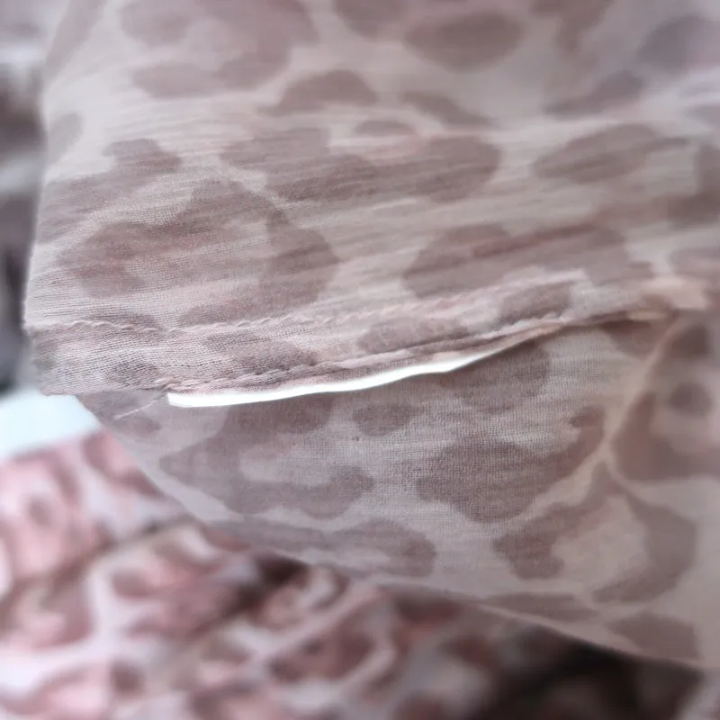 Alessia Zamattio Long Sleeve Dress Pink Leopard Print Ruffled Chiffon Size 42