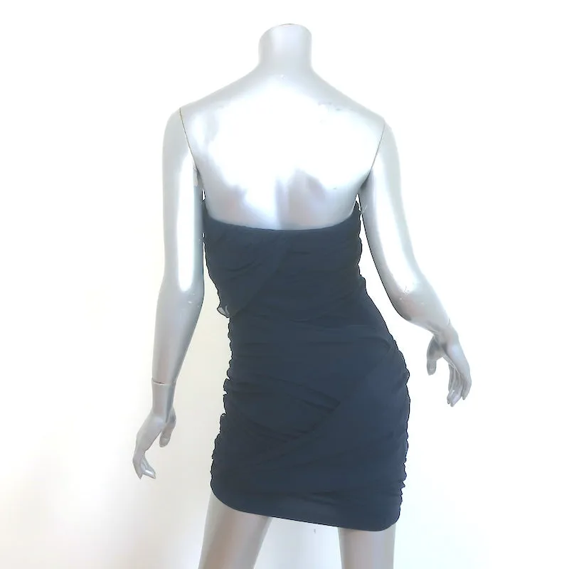 Alice   Olivia Austin Strapless Draped Mini Dress Navy Chiffon Size 10