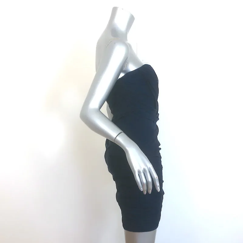 Alice   Olivia Austin Strapless Draped Mini Dress Navy Chiffon Size 10