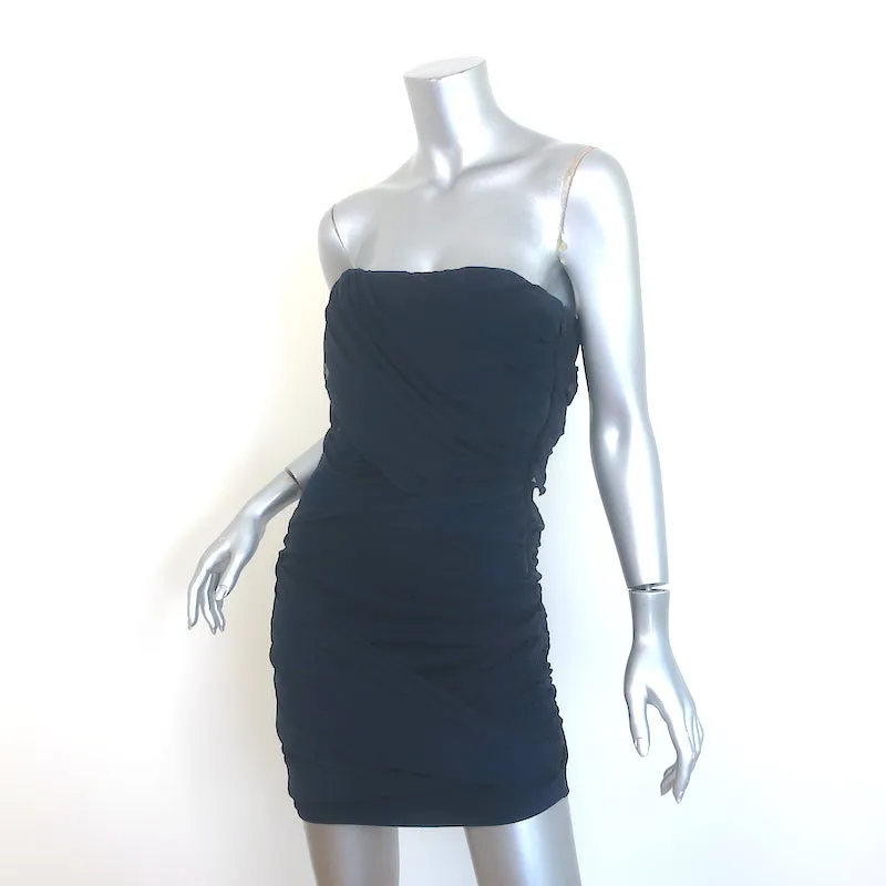 Alice   Olivia Austin Strapless Draped Mini Dress Navy Chiffon Size 10