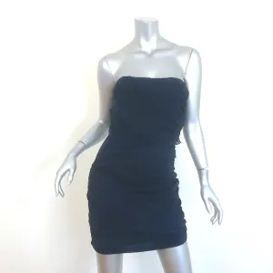 Alice   Olivia Austin Strapless Draped Mini Dress Navy Chiffon Size 10