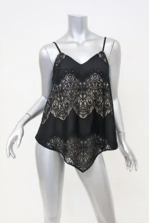 Alice   Olivia Tank Top Emmeline Black Lace Size Extra Small Handkerchief Hem