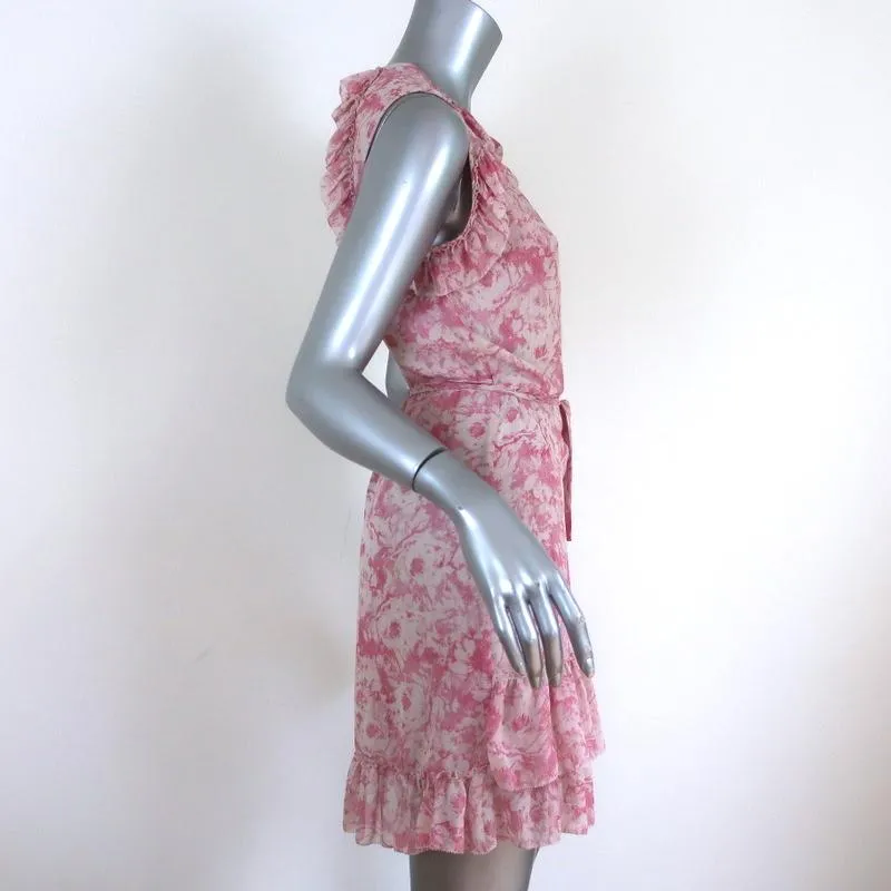 AllSaints Wrap Dress Priya Rosa Pink Printed Chiffon Size Small Sleeveless Mini