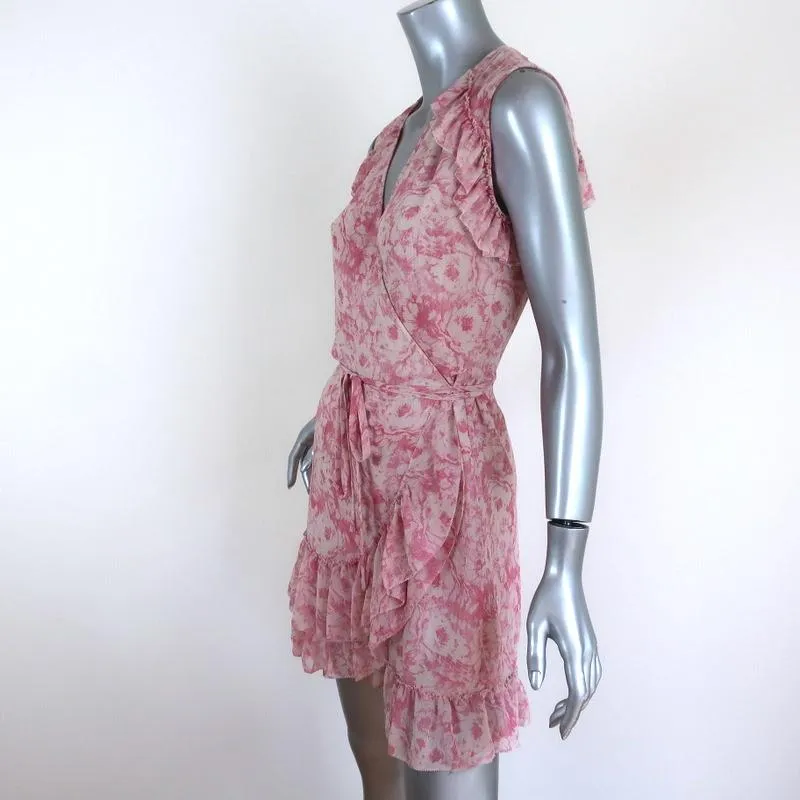 AllSaints Wrap Dress Priya Rosa Pink Printed Chiffon Size Small Sleeveless Mini