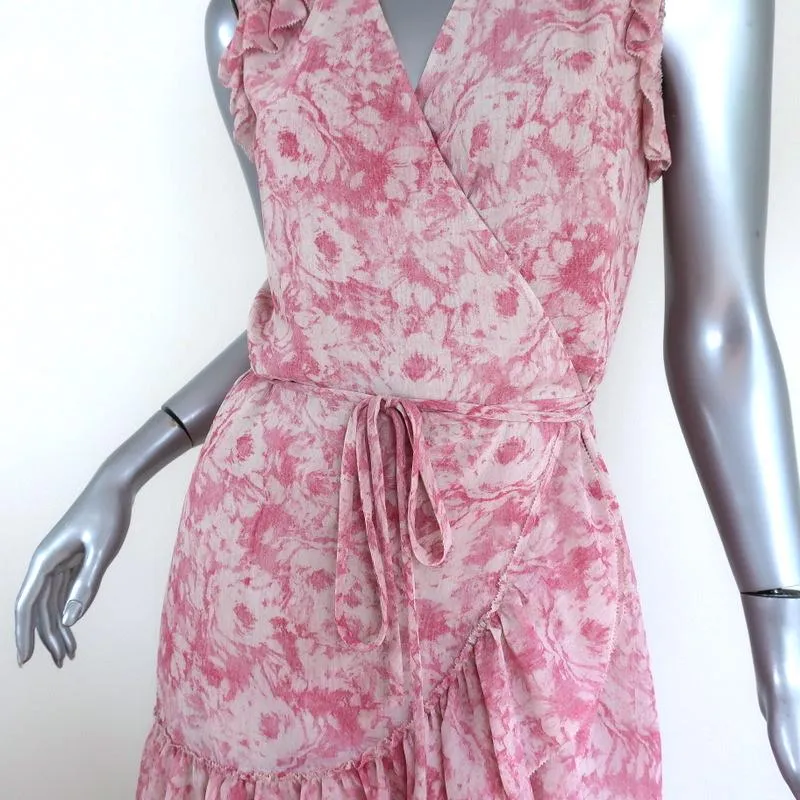 AllSaints Wrap Dress Priya Rosa Pink Printed Chiffon Size Small Sleeveless Mini
