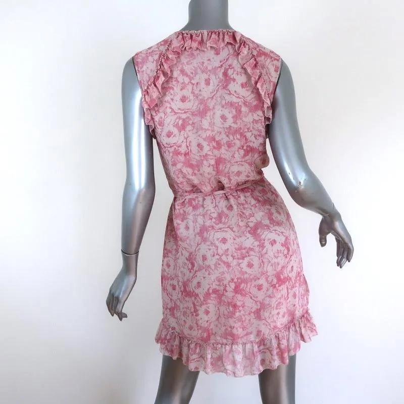 AllSaints Wrap Dress Priya Rosa Pink Printed Chiffon Size Small Sleeveless Mini