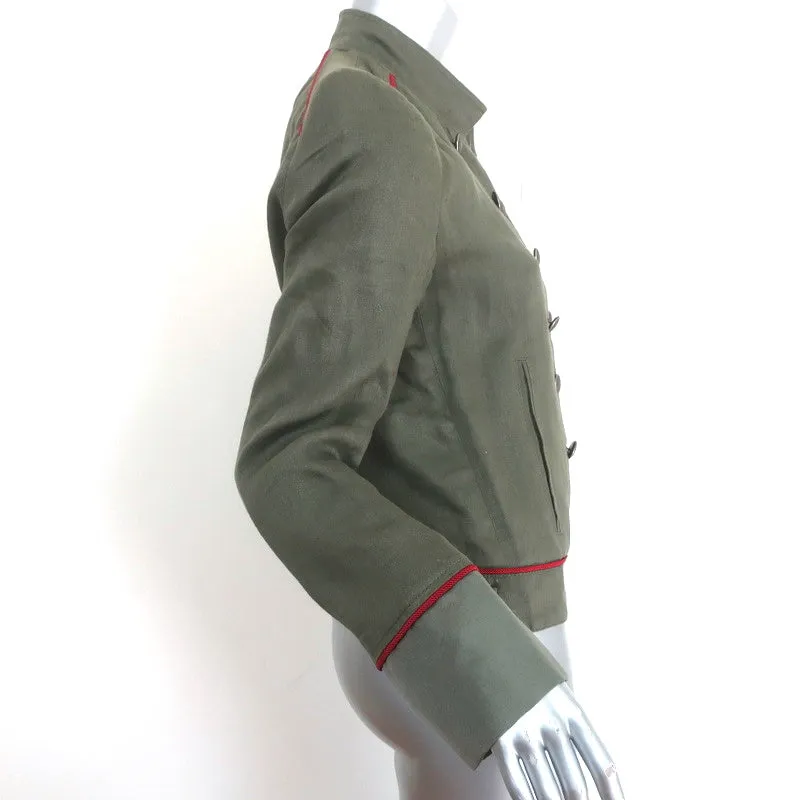 Ann Demeulemeester Military Jacket Olive Linen-Silk Size 36