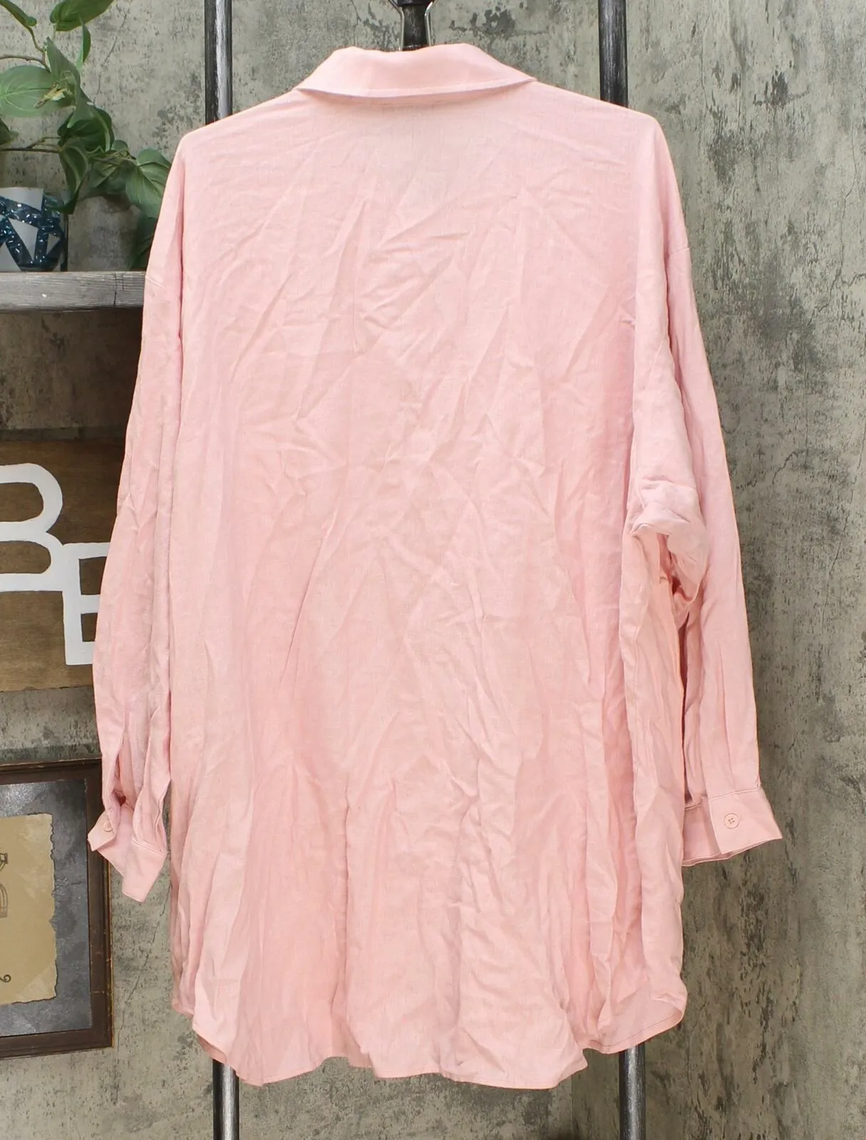 Antthony Women's Plus Size Linen Blend Button Up Shirt Mauve 3X