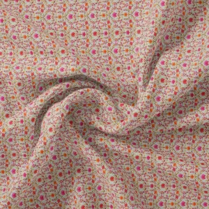 Art Nouveau Pink And Orange Flower Digital Printed Fabric