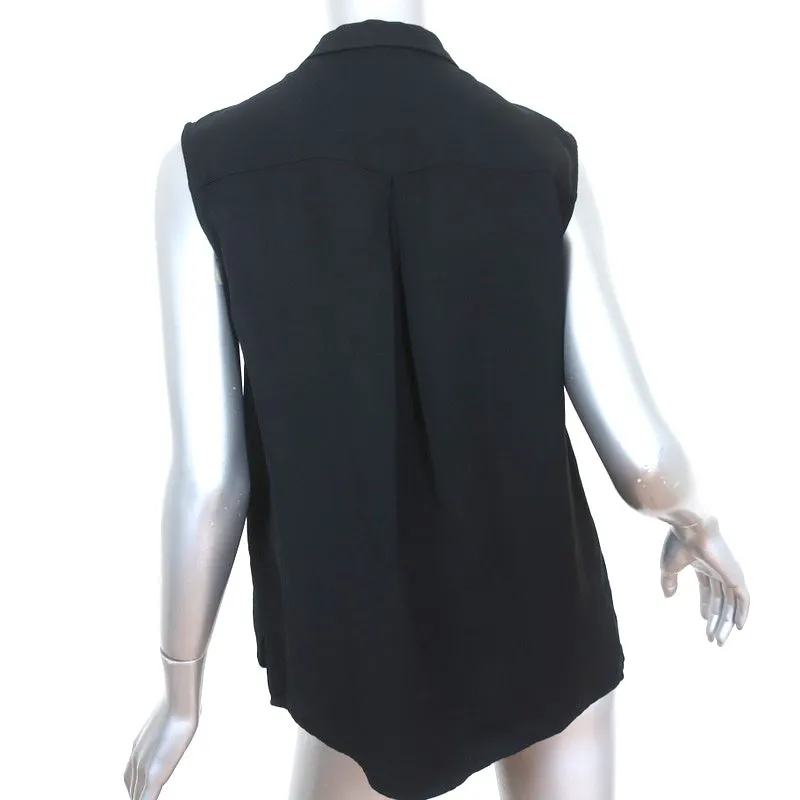 ATM Anthony Thomas Melillo Sleeveless Tuxedo Shirt Black Size Extra Small NEW