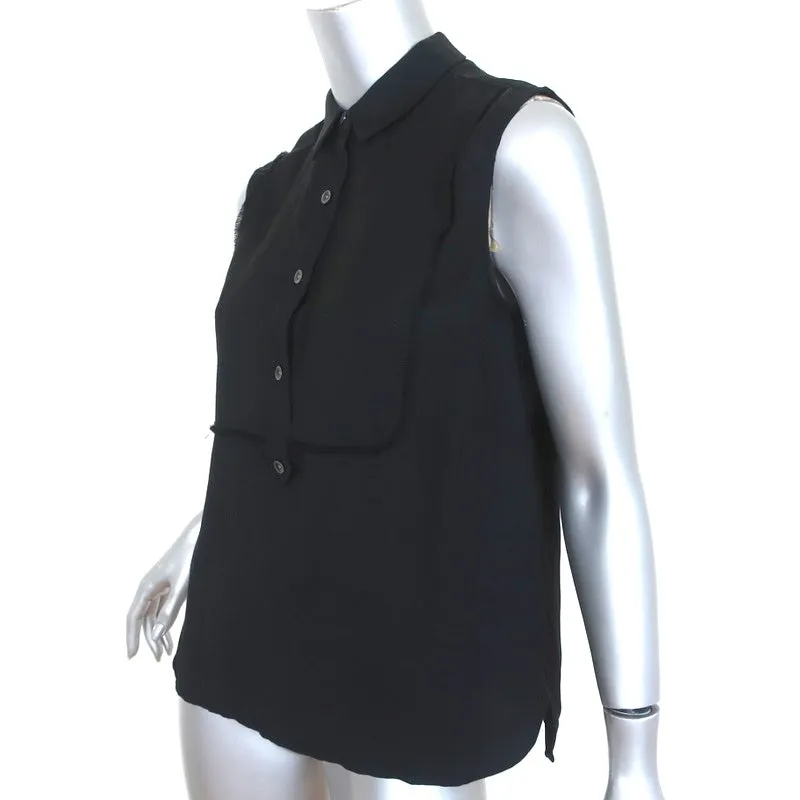 ATM Anthony Thomas Melillo Sleeveless Tuxedo Shirt Black Size Extra Small NEW