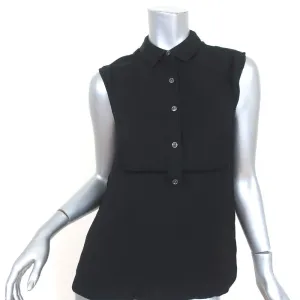 ATM Anthony Thomas Melillo Sleeveless Tuxedo Shirt Black Size Extra Small NEW