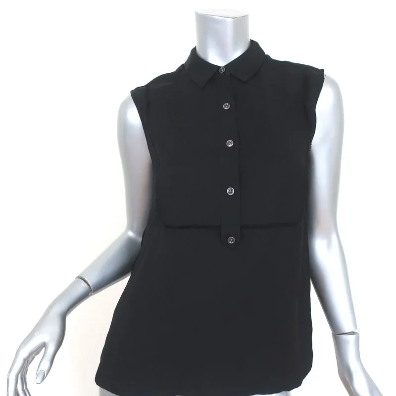 ATM Anthony Thomas Melillo Sleeveless Tuxedo Shirt Black Size Extra Small NEW