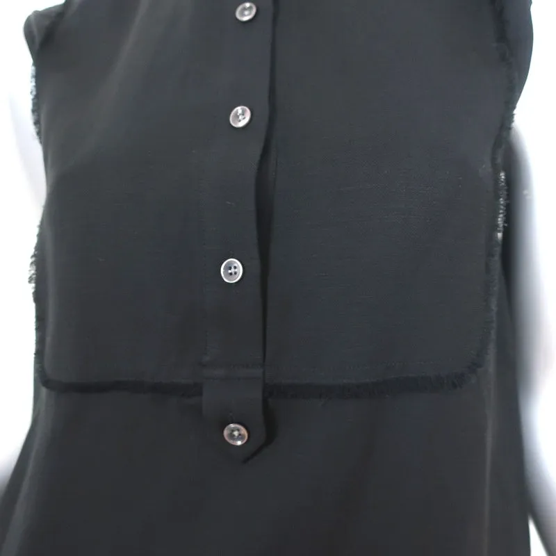 ATM Anthony Thomas Melillo Sleeveless Tuxedo Shirt Black Size Extra Small NEW
