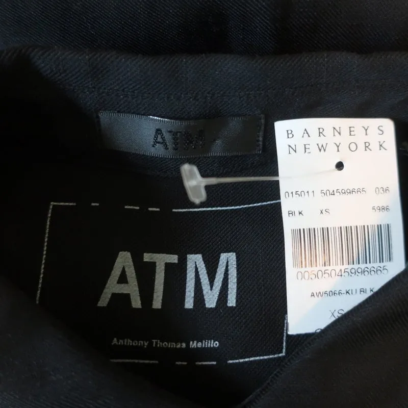 ATM Anthony Thomas Melillo Sleeveless Tuxedo Shirt Black Size Extra Small NEW
