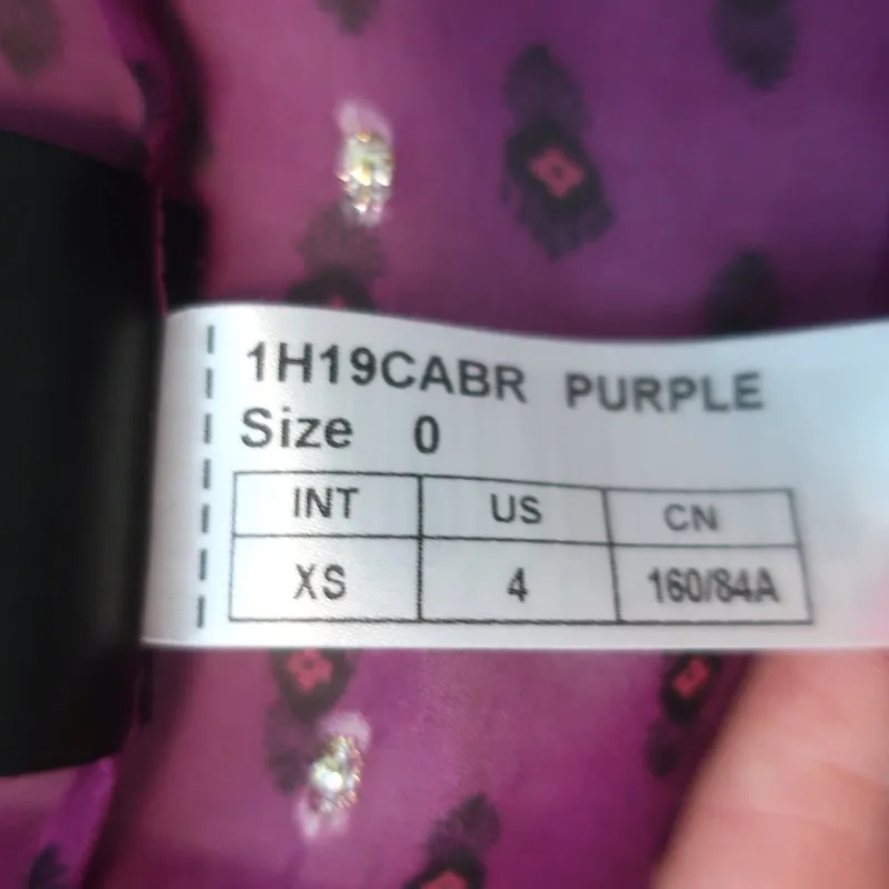 Ba&sh Cabri Blouse Violet Printed Metallic Fil Coupe Chiffon Size Extra Small