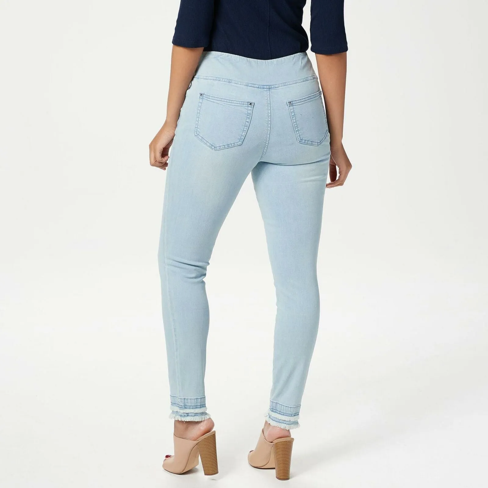 Belle by Kim Gravel Women's TripleLuxe Denim Double Fringe Jegging