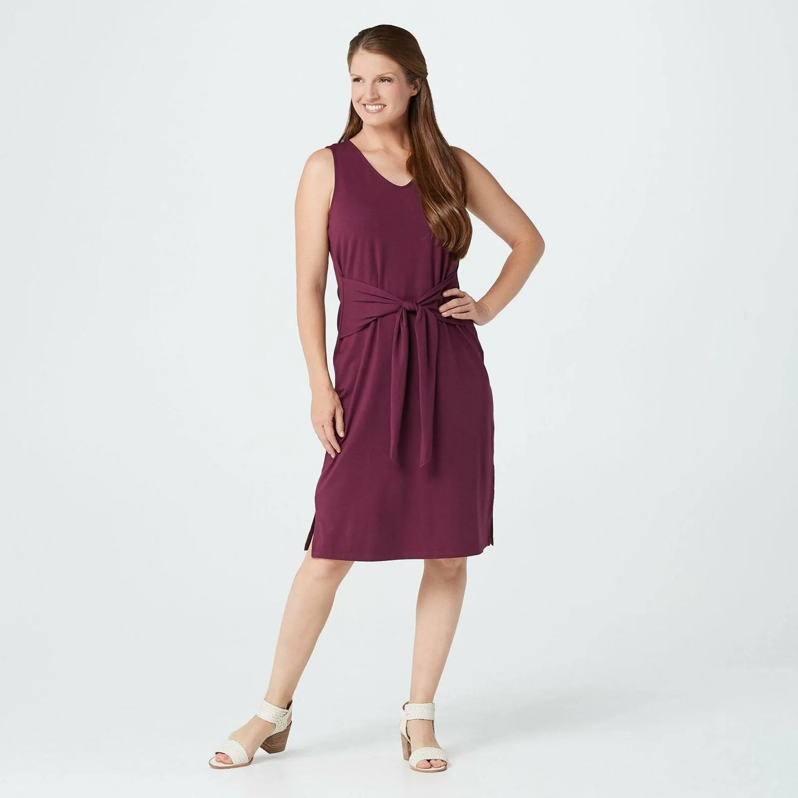Belle by Kim Gravel Women's TripleLuxe Knit Tie Front Midi Dress