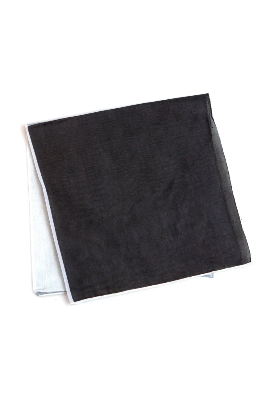 Black Silk & Cotton Blend Quad Pocket Square