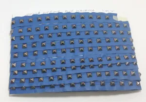 Blue Leather Tape 1 YD of 1" wide Genuine Cowhide Leather Trim with Square Pyramid Nailhead Accent; edge binding; Blue Duquessa 3725XD9